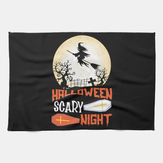 Halloween Scary Night Creepy Witch Theedoek (Horizontaal)