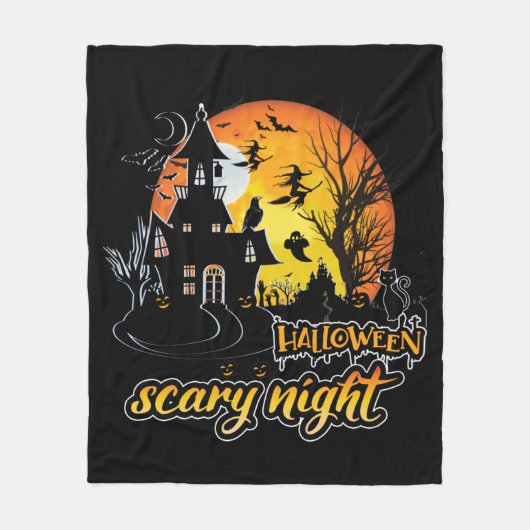 Halloween Scary Night Fleece Deken (Voorkant)