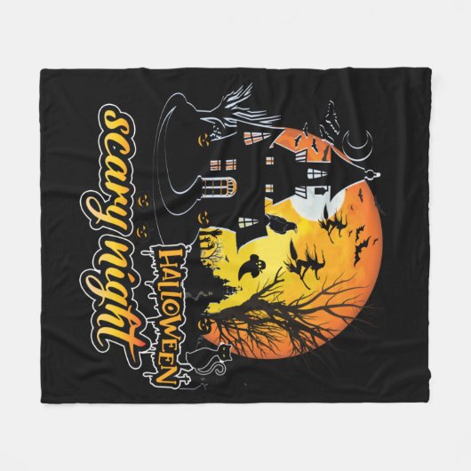 Halloween Scary Night Fleece Deken (Voorkant (Horizontaal))