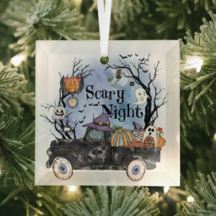 Halloween Scary Night Glas Ornament