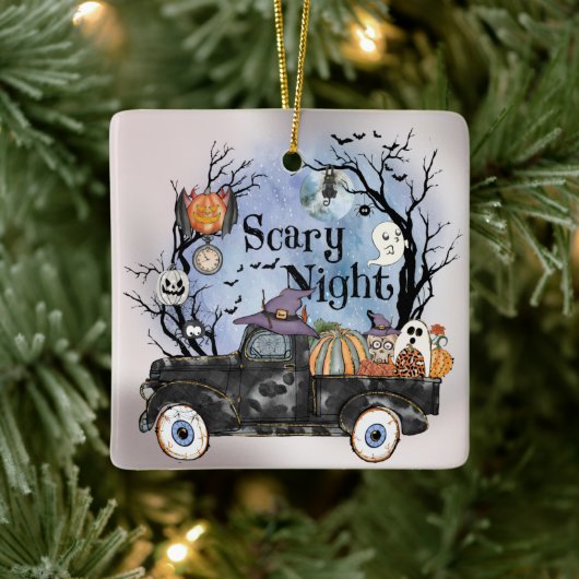 Halloween Scary Night Keramisch Ornament (Boom)