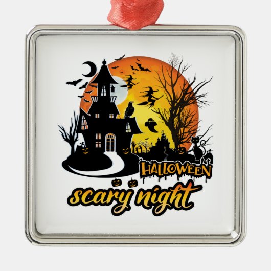 Halloween Scary Night Metalen Ornament (Voorkant)