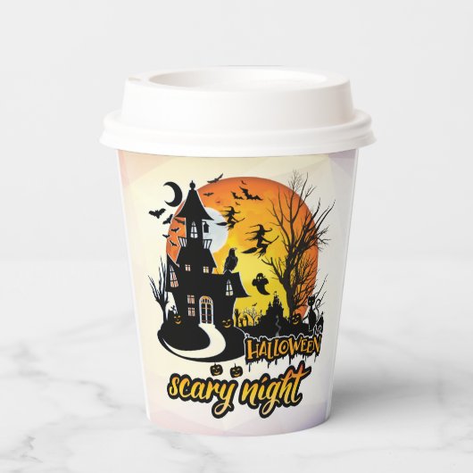 Halloween Scary Night Paper Cups Papieren Bekers (Achterkant)