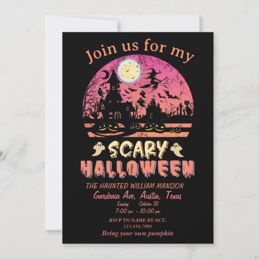Halloween Scary Night Party Planner Uitnodiging (Voorkant)