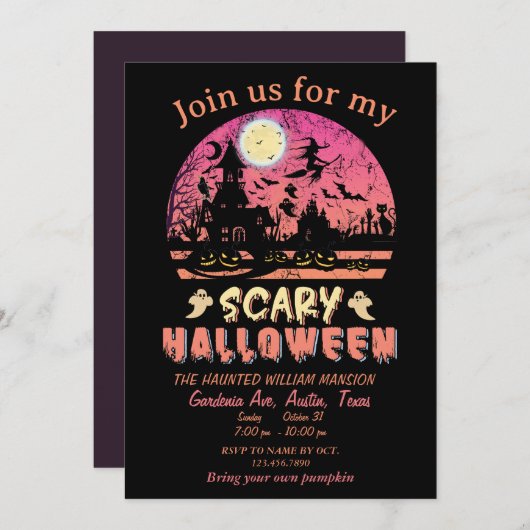 Halloween Scary Night Party Planner Uitnodiging (Voorkant / Achterkant)