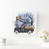 Halloween Scary_Night Vierkante Klok (Huis)