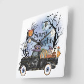 Halloween Scary_Night Vierkante Klok (Hoek)