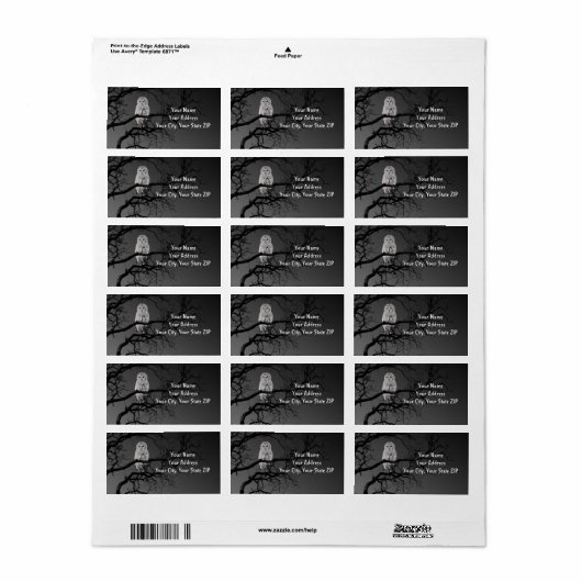 Halloween Scary Owl in a Tree Address Label (Full Sheet)