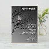 Halloween Scary Owl in a Tree Party Invitation Kaart (Staand voorkant)