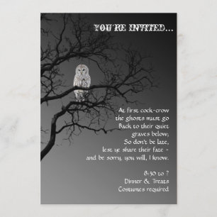 Halloween Scary Owl in a Tree Party Invitation Kaart