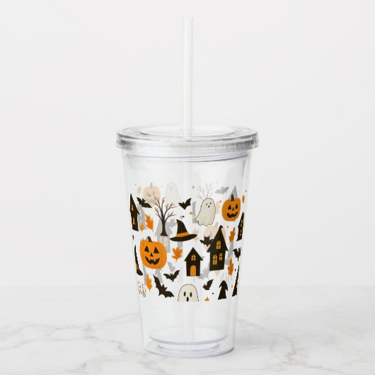 Halloween Scary Pattern – Spooky & feestelijk Acryl Drinkbeker (Voorkant)