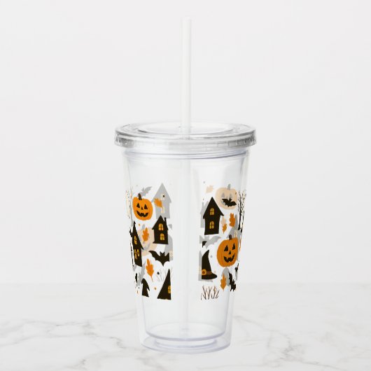 Halloween Scary Pattern – Spooky & feestelijk Acryl Drinkbeker (Rechts)