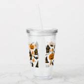 Halloween Scary Pattern – Spooky & feestelijk Acryl Drinkbeker (Links)