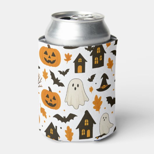 Halloween Scary Pattern – Spooky & feestelijk Blikjeskoeler (Blikje Voorkant)