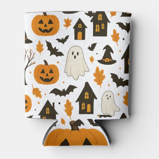 Halloween Scary Pattern – Spooky & feestelijk Blikjeskoeler (Voorkant)