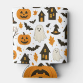 Halloween Scary Pattern – Spooky & feestelijk Blikjeskoeler (Achterkant)