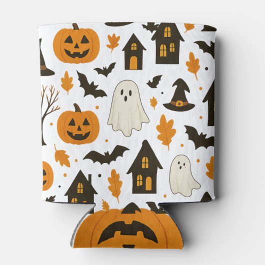 Halloween Scary Pattern – Spooky & feestelijk Blikjeskoeler (Achterkant)