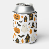 Halloween Scary Pattern – Spooky & feestelijk Blikjeskoeler (Blikje Achterkant)