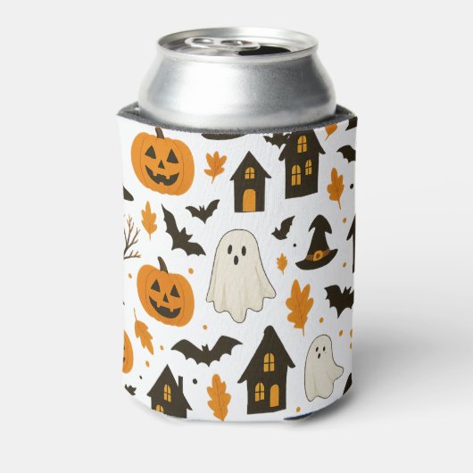 Halloween Scary Pattern – Spooky & feestelijk Blikjeskoeler (Blikje Achterkant)