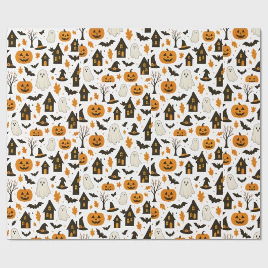 Halloween Scary Pattern – Spooky & feestelijk Cadeaupapier (Vlak)