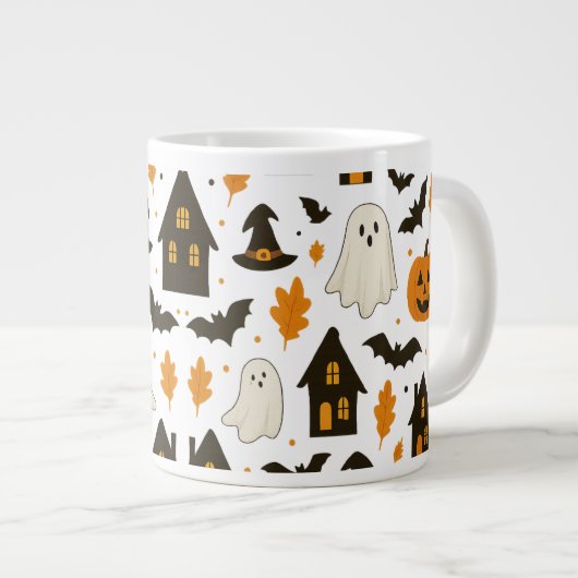 Halloween Scary Pattern – Spooky & feestelijk Grote Koffiekop (Voorkant rechts)