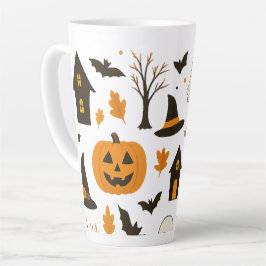 Halloween Scary Pattern – Spooky & feestelijk Latte Mok
