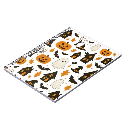 Halloween Scary Pattern – Spooky & feestelijk Notitieboek (Linkerzijde)