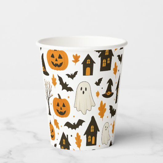 Halloween Scary Pattern – Spooky & feestelijk Papieren Bekers (Achterkant)