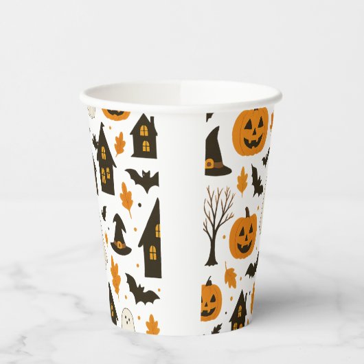 Halloween Scary Pattern – Spooky & feestelijk Papieren Bekers (Links)