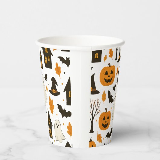 Halloween Scary Pattern – Spooky & feestelijk Papieren Bekers (Rechts)