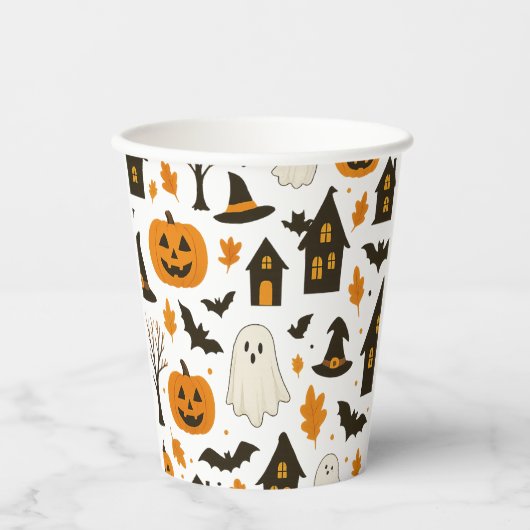 Halloween Scary Pattern – Spooky & feestelijk Papieren Bekers (Voorkant)