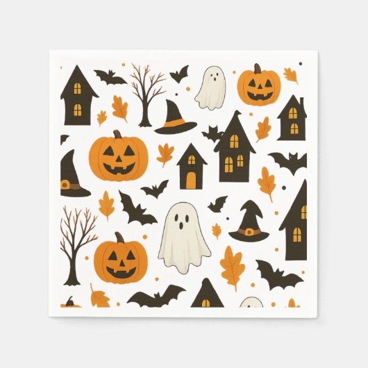 Halloween Scary Pattern – Spooky & feestelijk Servet (Voorkant)