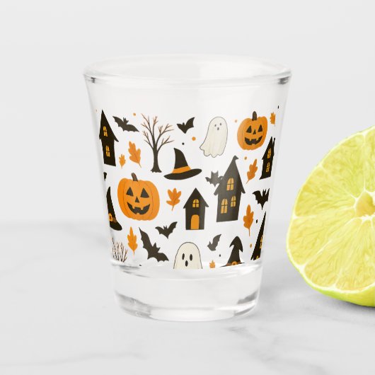 Halloween Scary Pattern – Spooky & feestelijk Shot Glas (Voorkant)