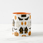 Halloween Scary Pattern – Spooky & feestelijk Tweekleurige Koffiemok (Center)