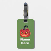 Halloween Scary Pumpkin Custom Name Bagagelabels (Achterkant verticaal)