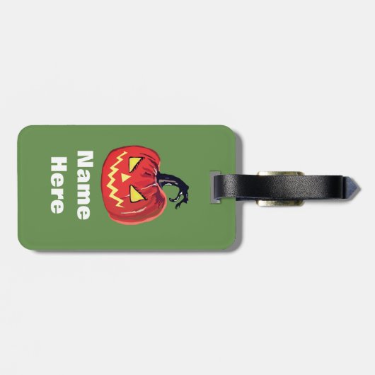 Halloween Scary Pumpkin Custom Name Bagagelabels (Achterkant horizontaal)