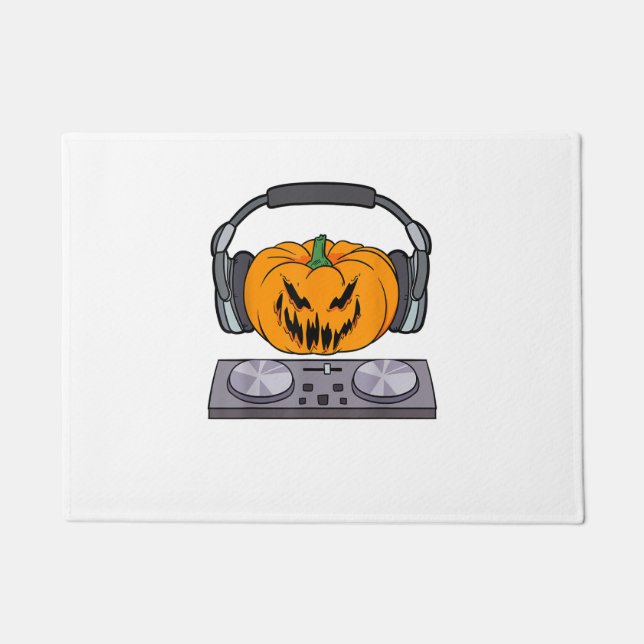 Halloween Scary Pumpkin DJ Muziek Platenspelers Ma Deurmat (Voorkant)