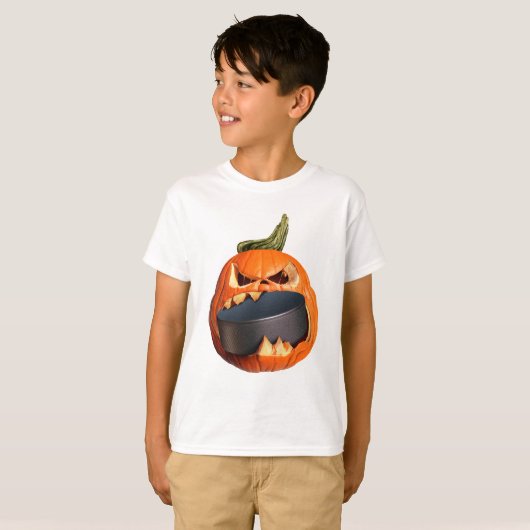 Halloween Scary Pumpkin Eating Puck T-shirt (Voorkant volledig)