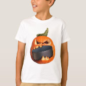 Halloween Scary Pumpkin Eating Puck T-shirt (Voorkant)