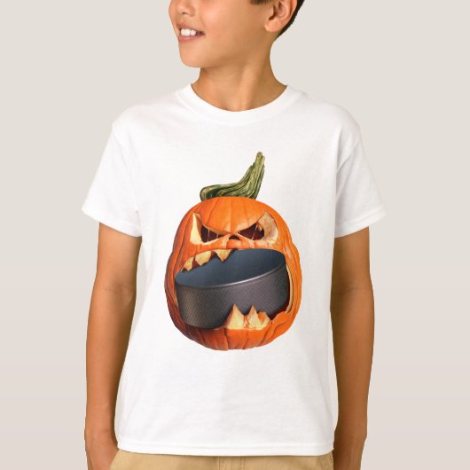 Halloween Scary Pumpkin Eating Puck T-shirt (Voorkant)