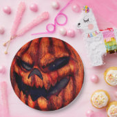 Halloween Scary Pumpkin Face Papieren Bordje (Feest)