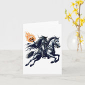 Halloween Scary Pumpkin Hoofdloze Ruiter Kaart (Gele Bloem)