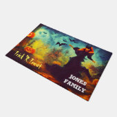 Halloween Scary Pumpkin Monste and Bats Doormat Deurmat (Schuin)