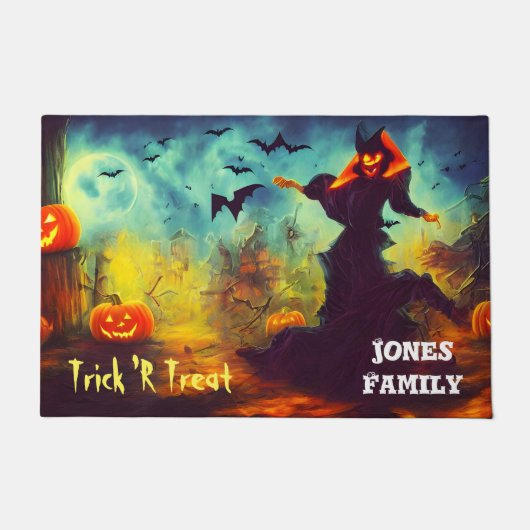 Halloween Scary Pumpkin Monste and Bats Doormat Deurmat (Voorkant)