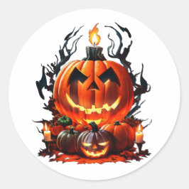Halloween Scary Pumpkin Ronde Sticker