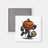 Halloween Scary Pumpkin Showing Soccer Skills Spoo Magneet (Voorkant / Achterkant)