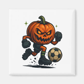 Halloween Scary Pumpkin Showing Soccer Skills Spoo Magneet