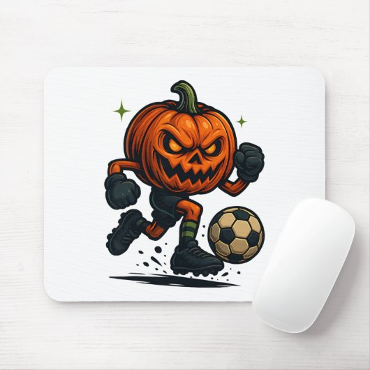 Halloween Scary Pumpkin Showing Soccer Skills Spoo Muismat (Met muis)