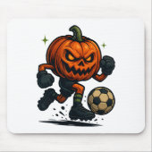 Halloween Scary Pumpkin Showing Soccer Skills Spoo Muismat (Voorkant)