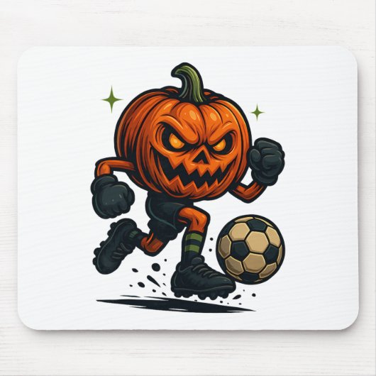 Halloween Scary Pumpkin Showing Soccer Skills Spoo Muismat (Voorkant)